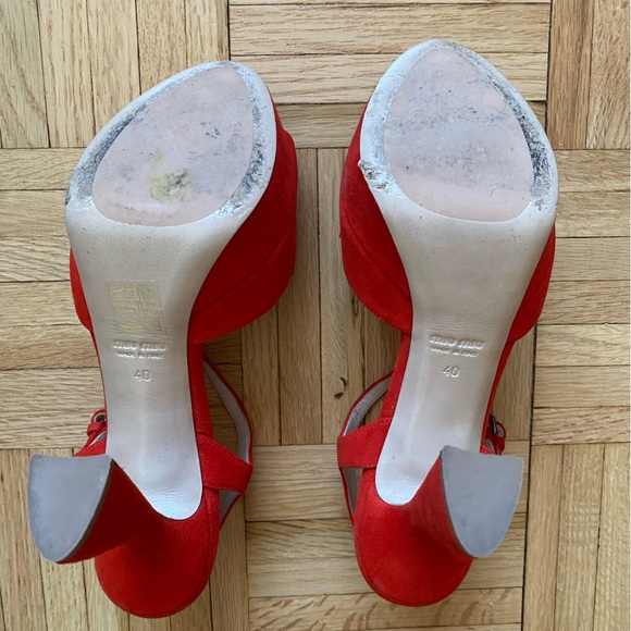 Miu Miu red suede heeled sandals - size EU 40 - Picture 4 of 4